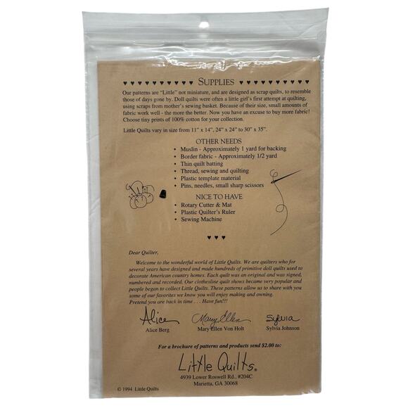 Vintage Angels The Little Quilt Collection Pattern Instruction 1994 Holiday - Picture 2 of 2